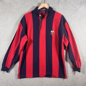 VTG Gant Rugger Rugby Polo Long Sleeve Color Block Red Navy Men Medium